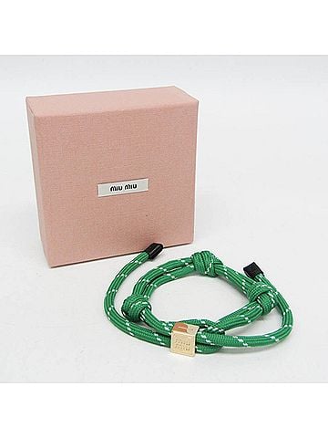 Miu Miu Miu Miu Logo Metal Cord Bracelet 5IB538 Metal,Nylon Charm Bracelet Green (view 2)