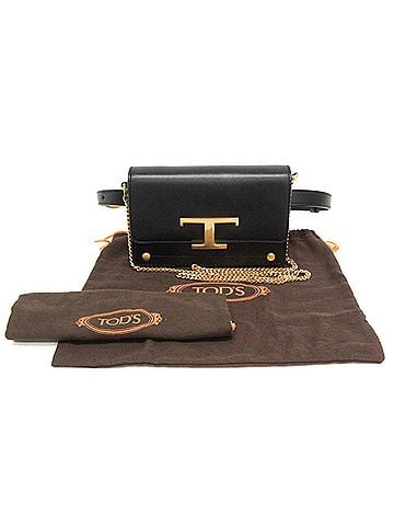 Tod's Tod's T-Timeless Belt Chain Shoulder Bag Women's Leather Shoulder Bag,Sling Bag Black (view 2)
