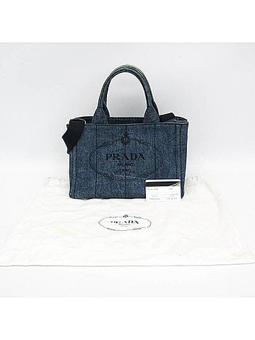 Prada Prada Canapa B2439G Women's Denim Shoulder Bag,Tote Bag Blue (view 2)