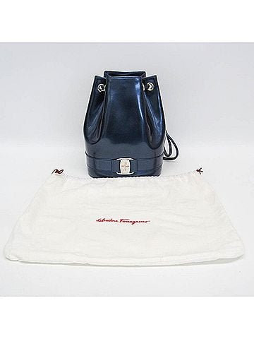 Salvatore Ferragamo Salvatore Ferragamo Vara BZ-21 6702 Women's Leather Backpack Navy (view 2)