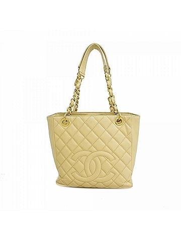 Chanel Chanel Matelassé Chain Tote Bag, Caviar Leather, Beige, Women's, P3098494 (view 1)