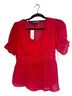 Trixxi Floral Solid Red Short Sleeve Blouse Size M - photo 1