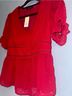 Trixxi Floral Solid Red Short Sleeve Blouse Size M - photo 4