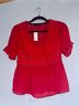 Trixxi Floral Solid Red Short Sleeve Blouse Size M - photo 3