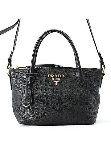 Prada Prada Vitello Daino Leather Handbag 1BA111 PRADA 2-way Black (view 1)