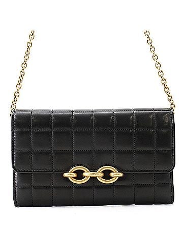 Yves Saint Laurent Yves Saint Laurent Saint Laurent Paris Chain Shoulder Wallet Le Maillon Calf Leather 696608 SAINT LAURENT PARIS Black Long WALLET (view 1)