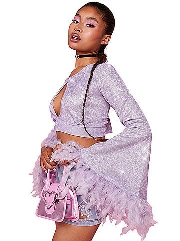 Sugar Thrillz FLIGHTS OF FANCY Bell Sleeve Long Sleeve Blouse (view 2)
