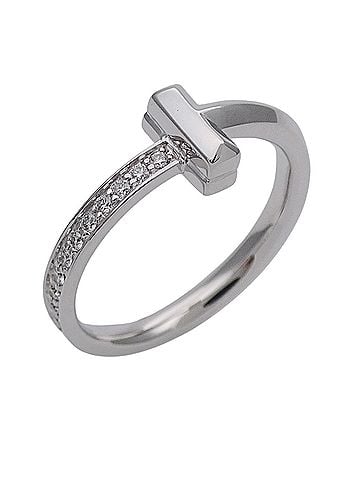 Tiffany & Co. Tiffany & Co. Women's Ring, Brand Name, 750WG Diamond T-One White Gold, Approx. 1cm (view 1)