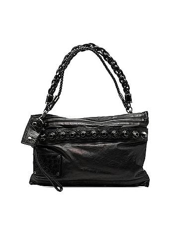 Gucci Gucci Studded Handbag One-Shoulder Clutch Bag 228565 Black Leather Women's GUCCI (view 1)