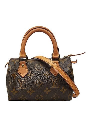 Louis Vuitton Louis Vuitton Monogram Mini Speedy Handbag Shoulder Bag 2WAY M41534 Brown Leather Women's LOUIS VUITTON (view 1)