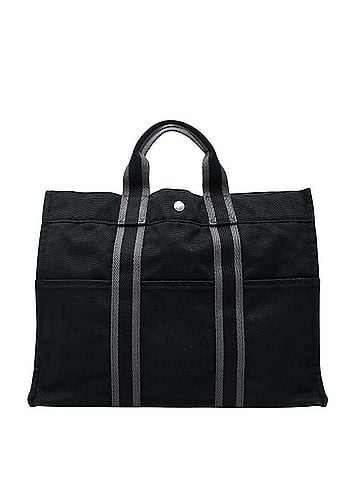 Hermès Hermes Fourre-Tout MM Tote Bag Handbag Black Gray Canvas Women's HERMES (view 1)