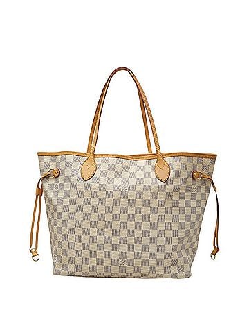 Louis Vuitton Louis Vuitton Damier Azur Neverfull MM Tote Bag Shoulder N41361 White Leather Women's LOUIS VUITTON (view 1)