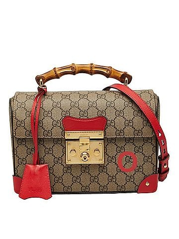 Gucci Gucci GG Small Bamboo Handbag Chain Shoulder Bag 2WAY 603221 Beige Red Leather Women's GUCCI (view 1)