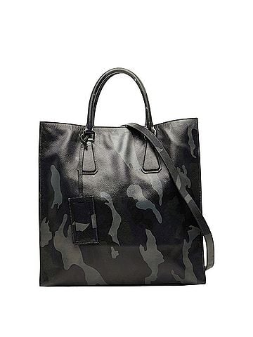 Prada Prada Triangle Logo Plate Camouflage Handbag/Shoulder Bag 2-Way Gray Purple Black Leather Women's PRADA (view 1)