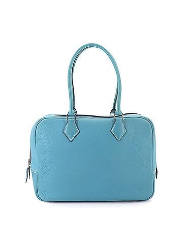 Hermès Hermes Plume 28 Handbag, Togo leather, Blue Jean, ?C stamp, 1999 production, Silver hardware. (view 1)