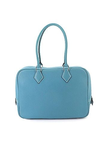 Hermès Hermes Plume 28 Handbag, Togo leather, Blue Jean, ?C stamp, 1999 production, Silver hardware. (view 2)