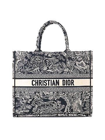 Christian Dior Christian Dior Book Tote Large Handbag, Reverse Toile de Jouy Canvas, Navy, M1286ZRGO (view 1)