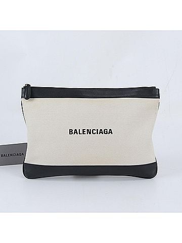 Balenciaga Balenciaga Navy Clip Leather Canvas Second Bag Clutch Handbag Pouch for Men (view 1)