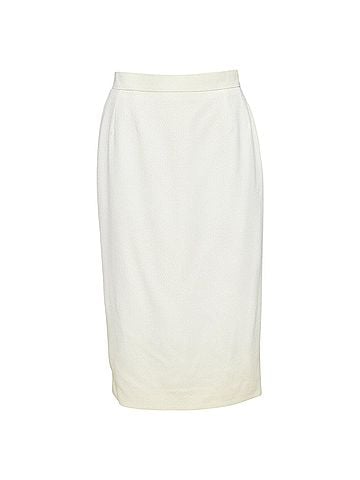 Chanel CHANEL 93P ivory wool gold CC logo button slit silk pencil skirt FR42 XL (view 1)