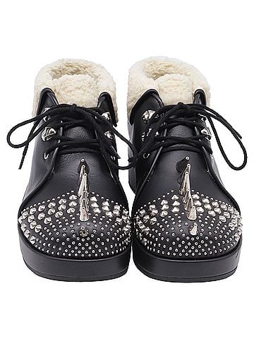 Gucci Gucci Harlem Spike Shear-Lined Ankle Boots in Black Leather (view 2)