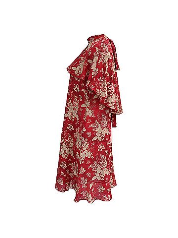 Marc Jacobs Red Valentino Cape Effect Floral Print Mini Dress in Red Silk (view 2)