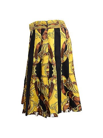 Moschino Moschino Couture Baroque-Print Pleated Mini Skirt in Gold Polyester (view 2)