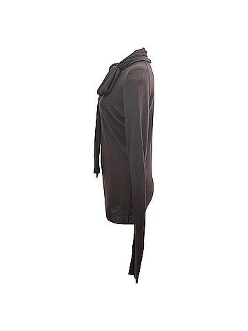 Marc Jacobs Marc by Marc Jacobs Knitted Scarf-Accent Long Sleeve Top in Brown Silk (view 2)
