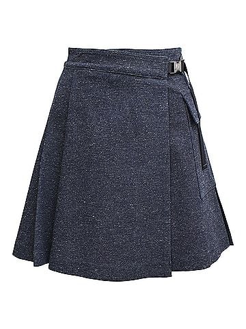 Christian Dior Dior Pleated Mini Wrap Skirt in Navy Blue Cotton (view 1)