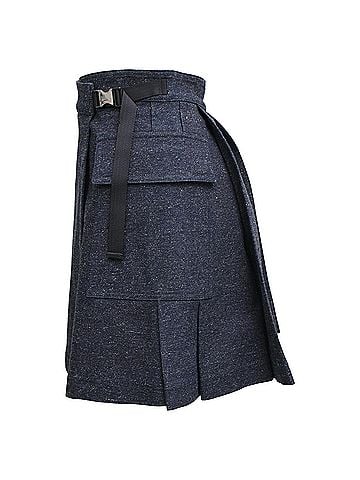 Christian Dior Dior Pleated Mini Wrap Skirt in Navy Blue Cotton (view 2)