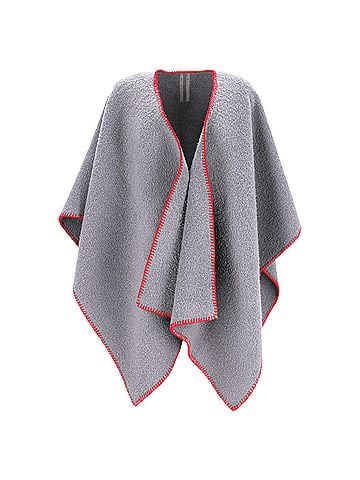Rick Owens Rick Owens Whipstitch-Edged Poncho in Grey Wool (view 1)