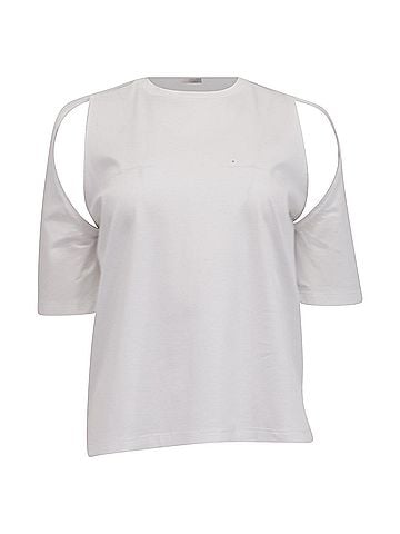 Dion Lee  Dion Lee Cutout Accent T-Shirt in White Cotton  (view 1)