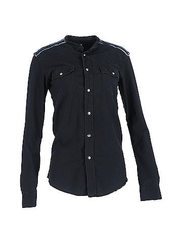 Balmain  Balmain Shoulder Detail Long Sleeve Shirt in Black Cotton (view 1)