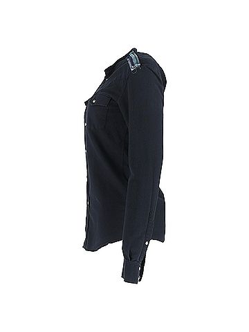 Balmain  Balmain Shoulder Detail Long Sleeve Shirt in Black Cotton (view 2)