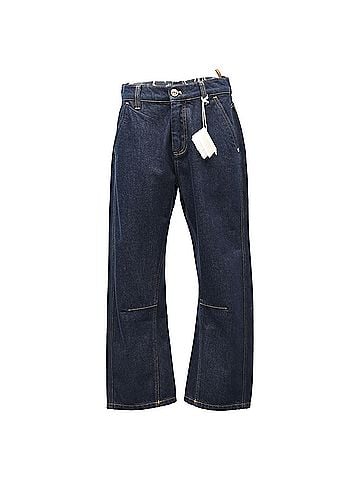 Brunello Cucinelli Brunello Cucinelli Cropped High-Rise Straight Jeans in Blue Denim (view 1)