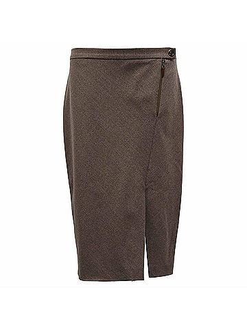 Brunello Cucinelli Brunello Cucinelli Midi Skirt in Brown Wool (view 1)