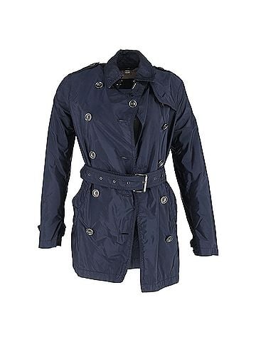 Burberry  Burberry Double-Breasted Belted Peacoat in Navy Blue Nylon (view 1)