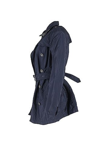 Burberry  Burberry Double-Breasted Belted Peacoat in Navy Blue Nylon (view 2)