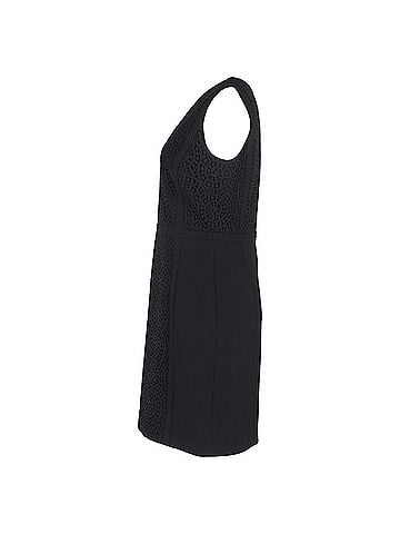 HUGO BOSS  Hugo Boss Lace Detail Midi V-Neck Dress in Black Wool (view 2)