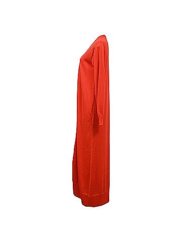 Salvatore Ferragamo Ferragamo V-neck Long Cardigan in Orange Virgin Wool (view 2)