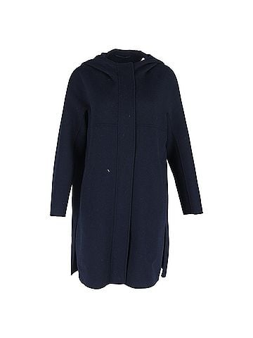 maxmara  Max Mara Hooded Coat in Navy Blue Wool (view 1)