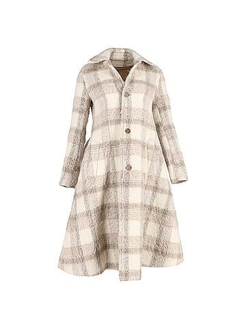 Acne Acne Studios Checkered Belted Coat in Brown Alpaca Wool (view 1)