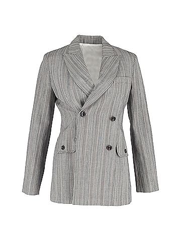 Joseph  Joseph Houndstooth Double-Breasted Blazer in Grey Wool (view 1)
