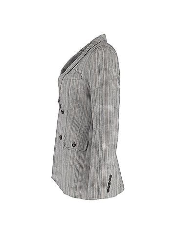 Joseph  Joseph Houndstooth Double-Breasted Blazer in Grey Wool (view 2)