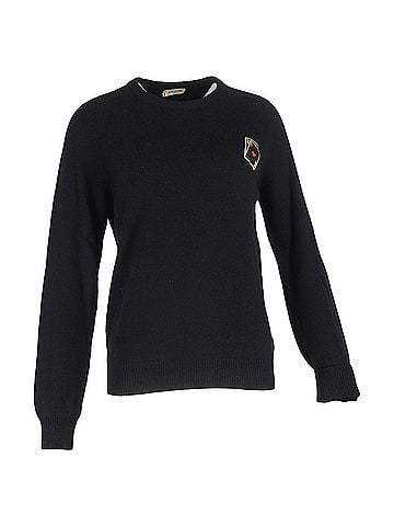 Saint Laurent Saint Laurent Playing Card Embroidery Crewneck Sweater in Black Cashmere (view 1)