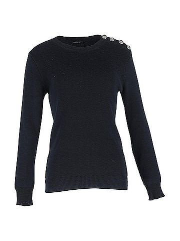 Balmain Balmain Knit Button Detail Sweater in Black Wool  (view 1)