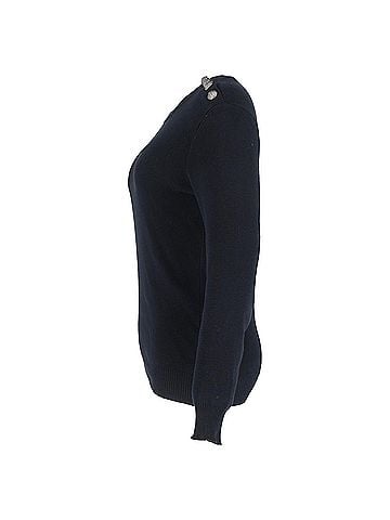 Balmain Balmain Knit Button Detail Sweater in Black Wool  (view 2)
