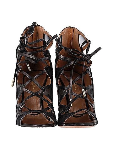 Aquazzura  Aquazzura French Lover Leopard Print Sandals in Brown Pony Hair (view 2)