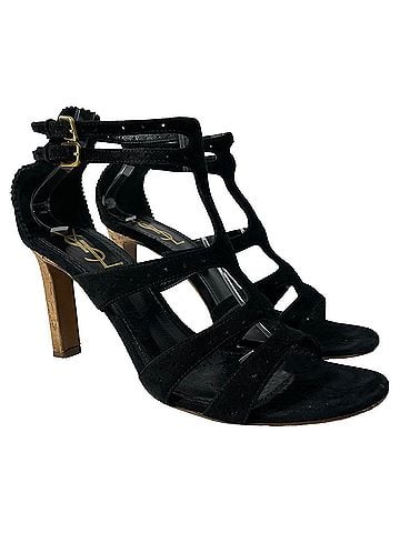 Saint Laurent Saint Laurent Cage Sandals in Black Suede (view 2)