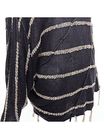 Issey Miyake Issey Miyake Striped Paneled Side Fringe Trim Skirt (view 2)