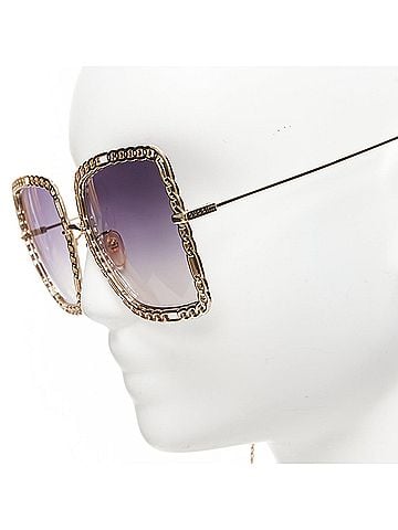 Gucci Gucci GG Logo Charm Chain Trim Square Oversized Sunnies With Chain (view 2)
